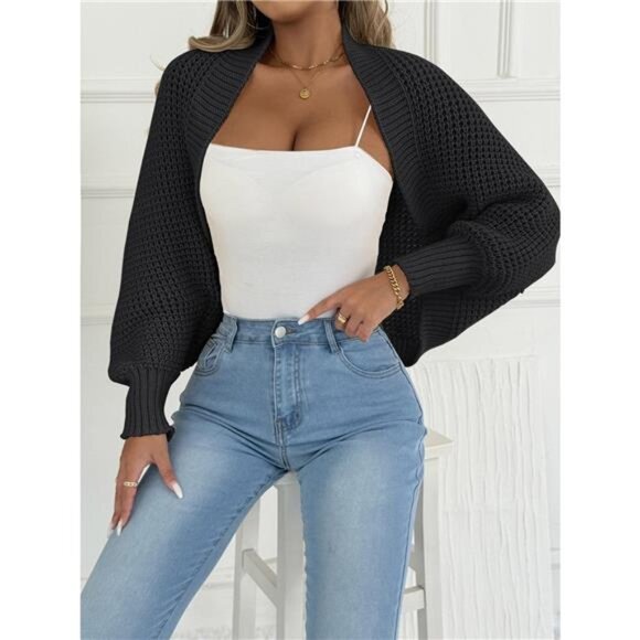 Open Front Batwing Sleeve Cardigan - Picture 3 of 15